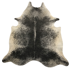 Fine speckled black and white salt and pepper cowhide rug