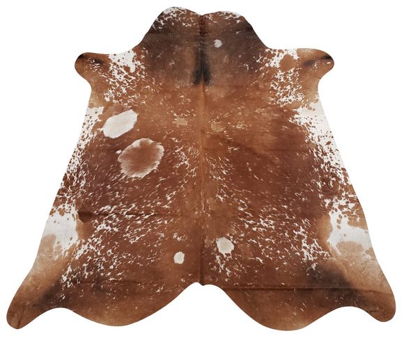 Cognac Colored Salt and Pepper Cowhide Rug