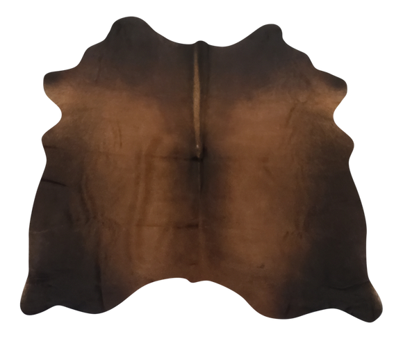 Medium size dark brown and black cowhide rug